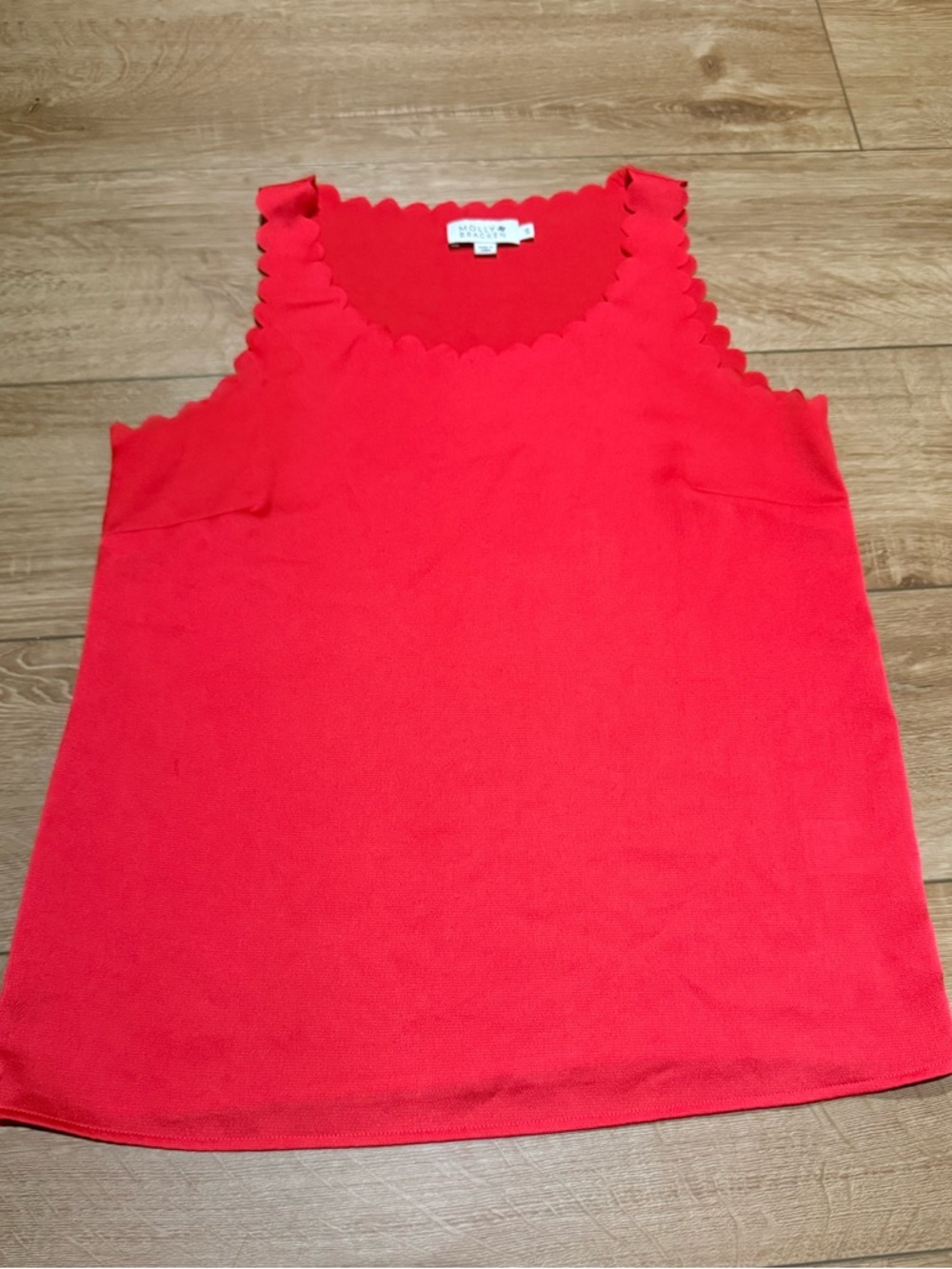 Molly Bracken Red Scallop-Trim Knit Tank